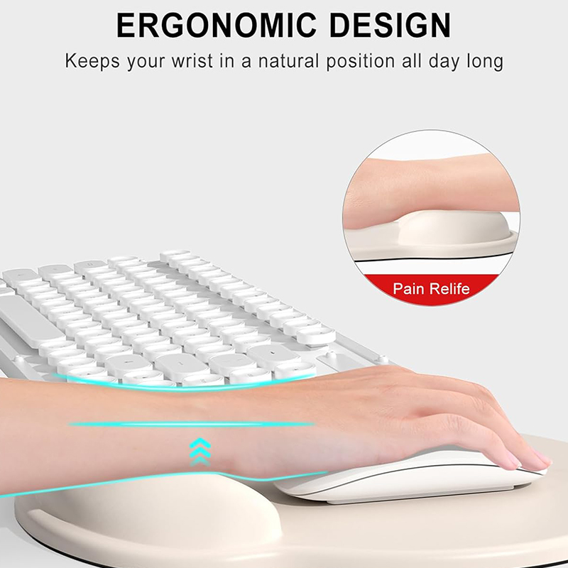 Ergonomic Memory Foam Mouse Pad with Wrist Support for Computer Gaming Desktop Non-Slip Base for Laptop