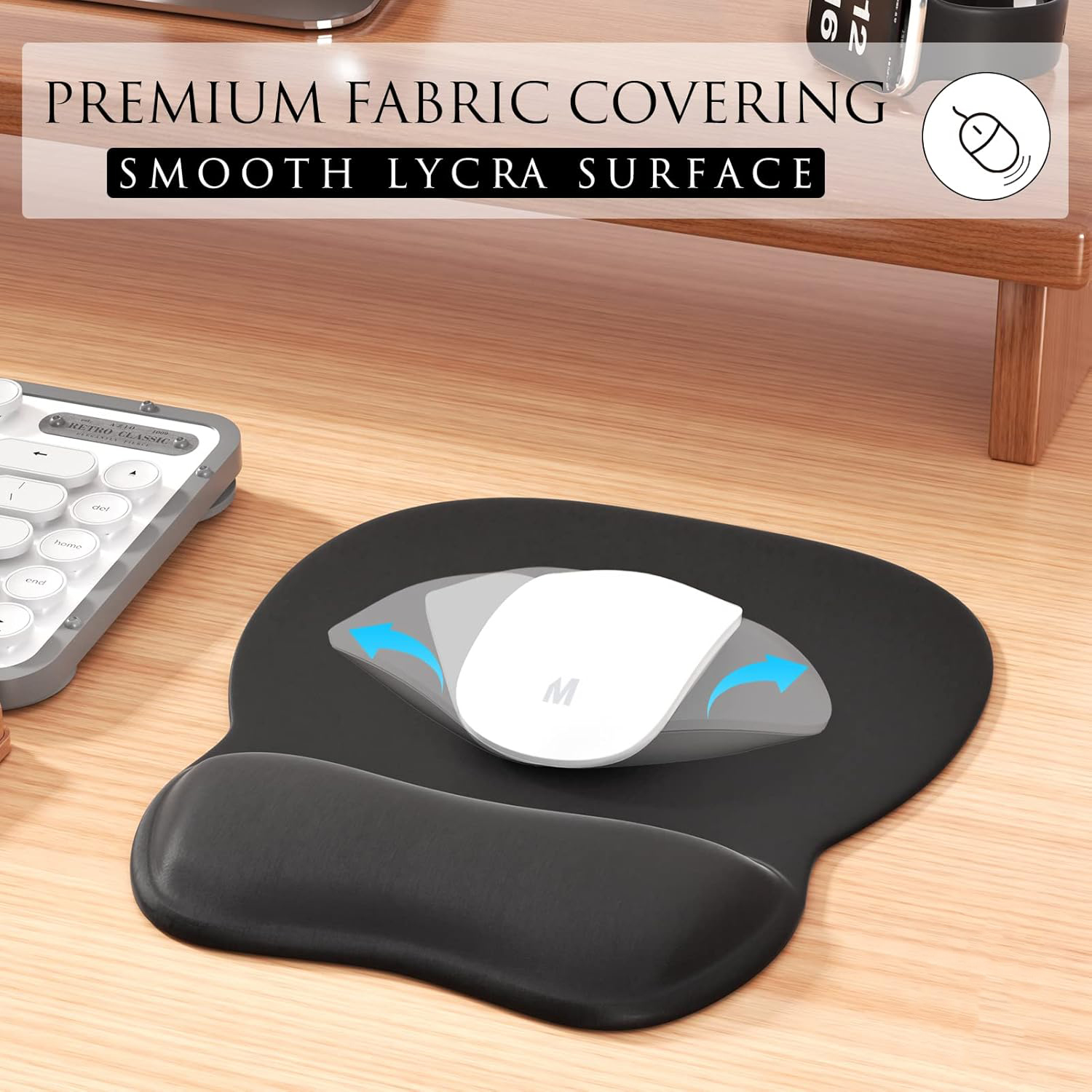 Non-Slip Ergonomic Memory Foam Mouse Pad with Wrist Support for Computer, Cafe, Home & Office