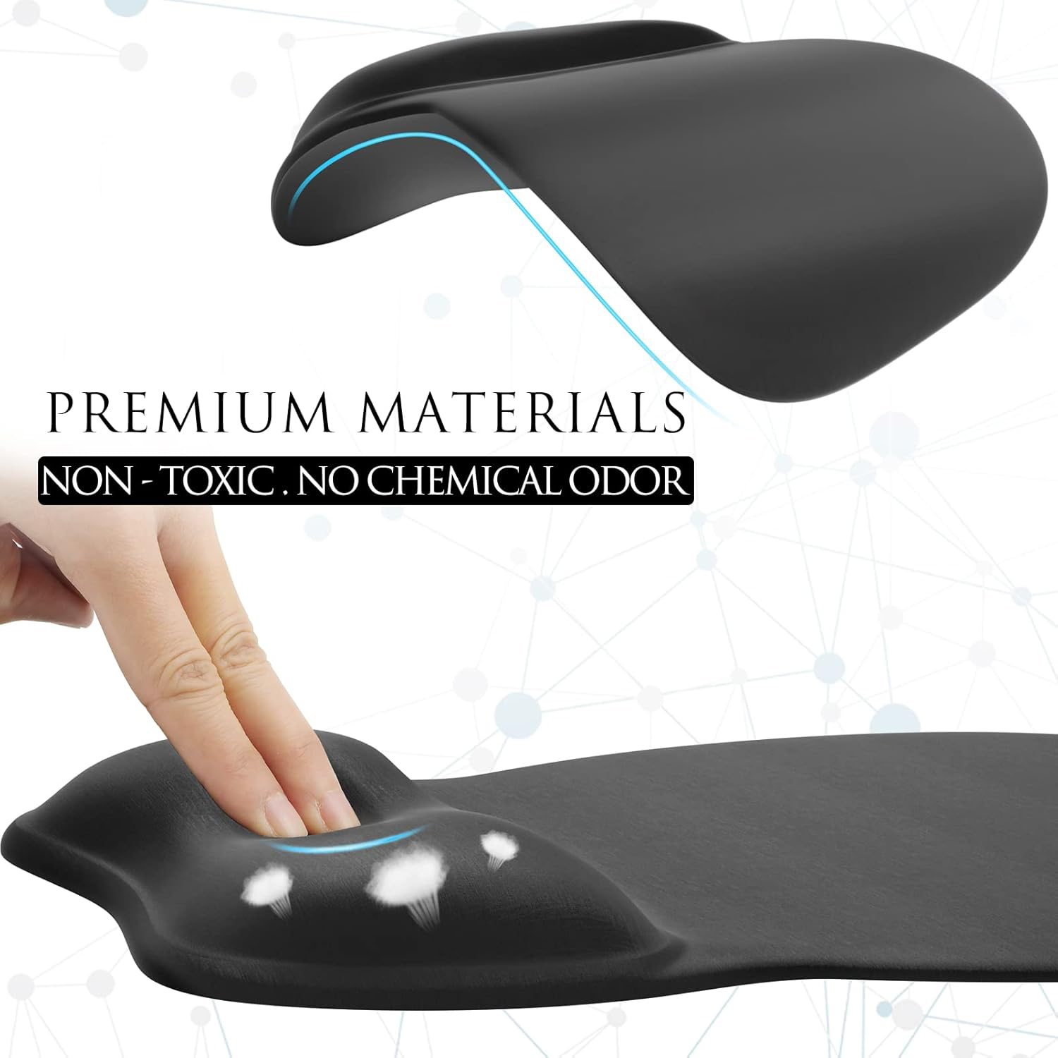 Non-Slip Ergonomic Memory Foam Mouse Pad with Wrist Support for Computer, Cafe, Home & Office