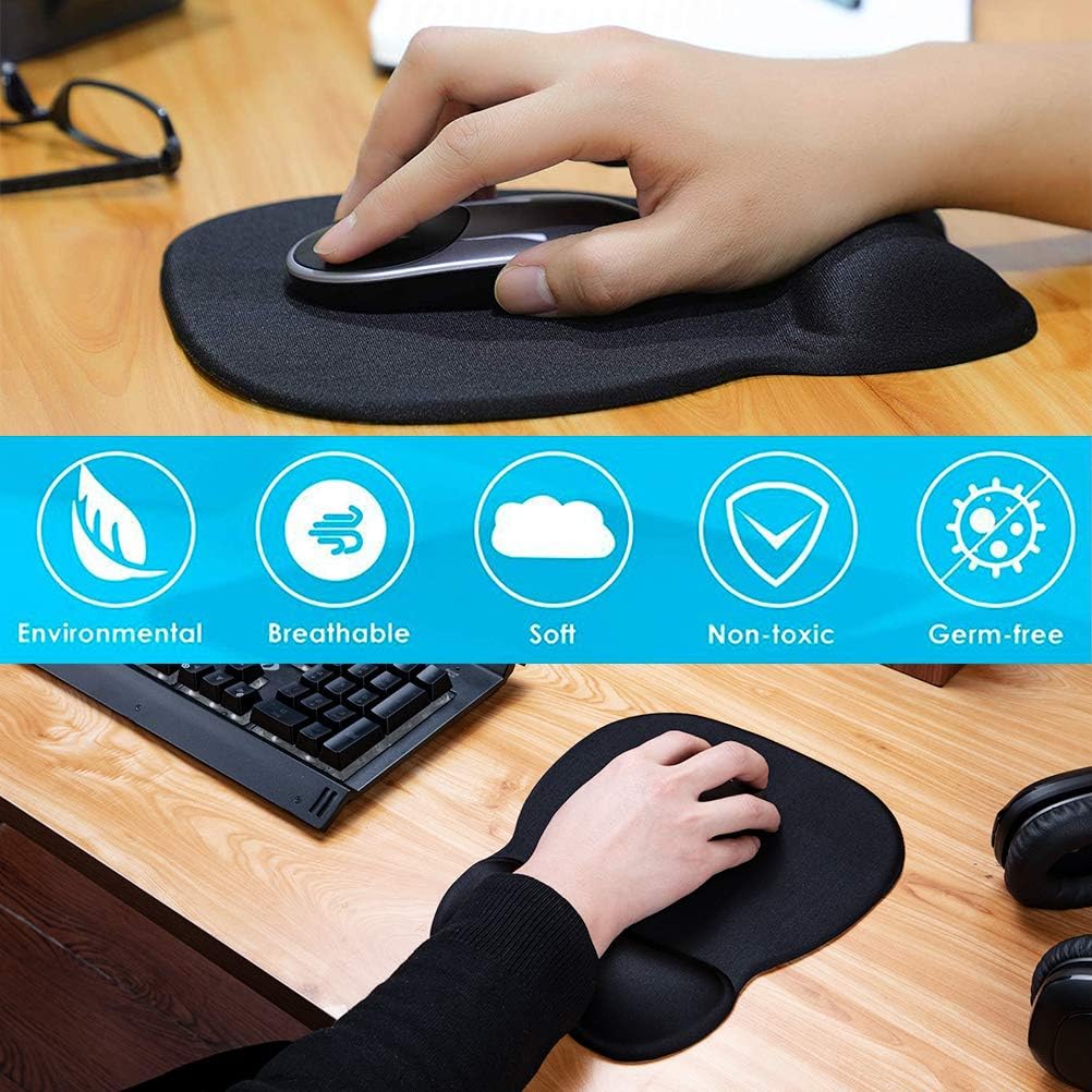Non-Slip Ergonomic Memory Foam Mouse Pad with Wrist Support for Computer, Cafe, Home & Office