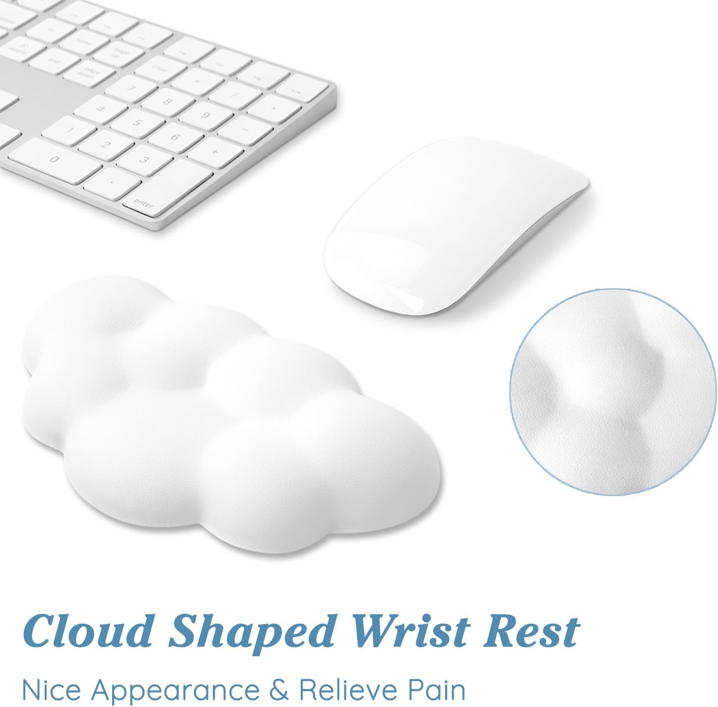 Ergonomic Cloud Soft PU Leather Memory Foam Wrist Rest Cushion for Mouse
