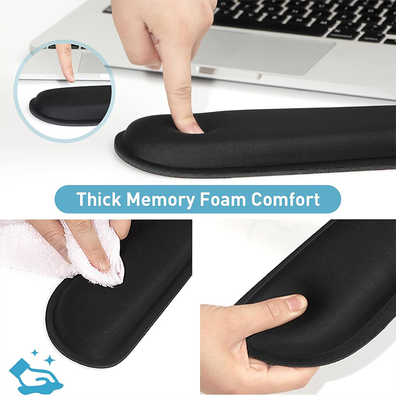 Ergonomic Memory Foam Keyboard Wrist Rest and Mouse Pad Set Pain Relief Comfort for Home & Office
