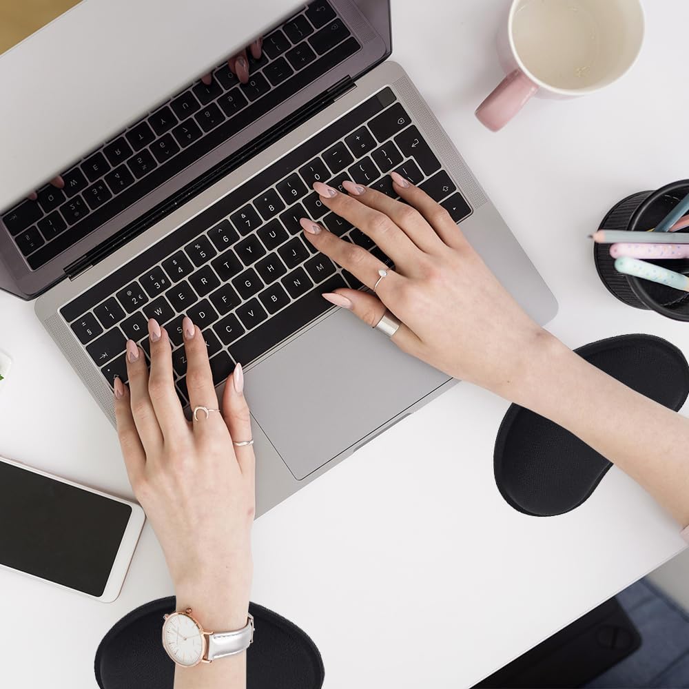 Ergonomic Memory Foam Wrist Cushion Support Pad with Non-Slip Base for Typing Pain Relief