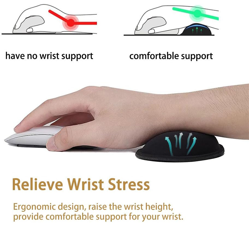 Ergonomic Memory Foam Wrist Cushion Support Pad with Non-Slip Base for Typing Pain Relief