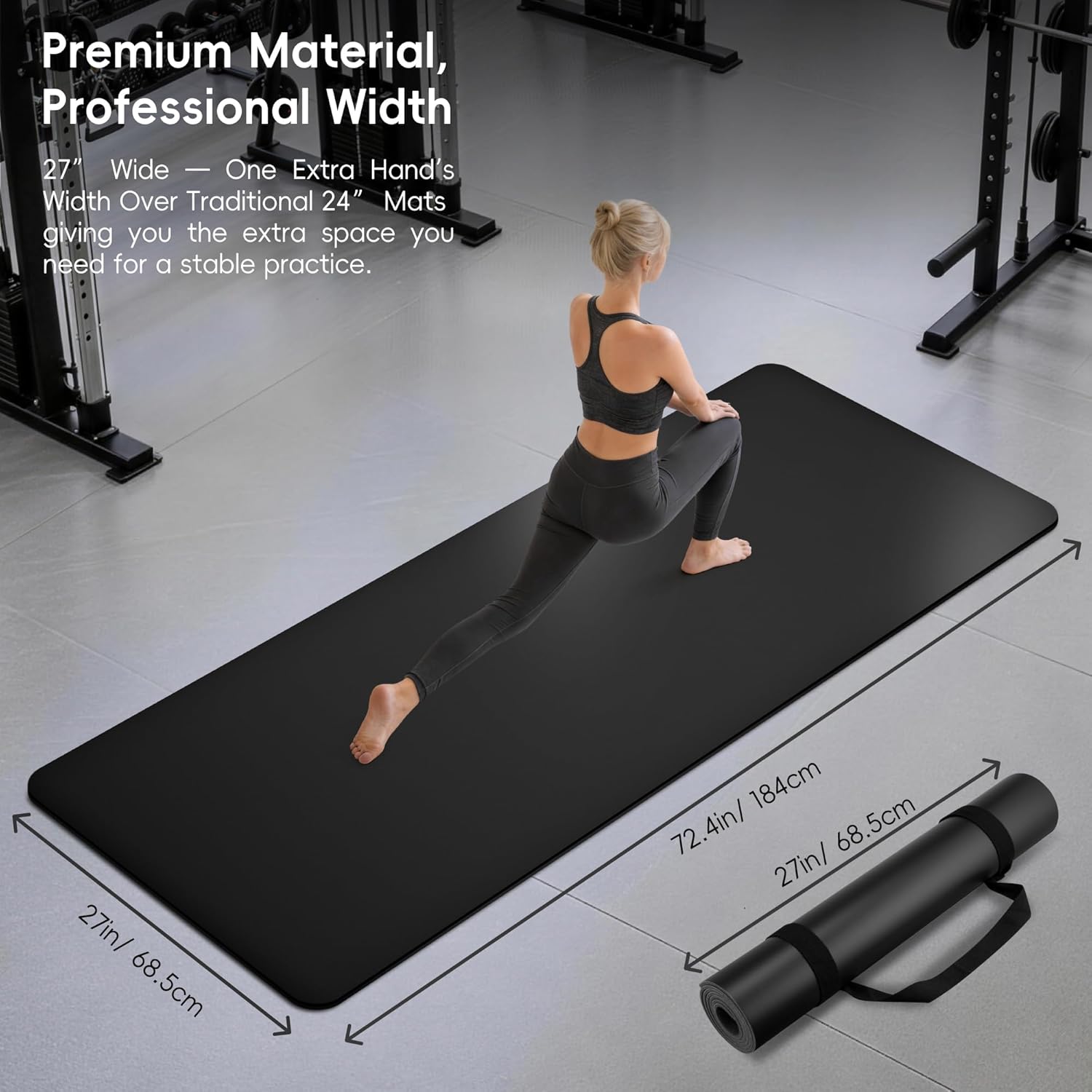 Custom PU & Natural Rubber Yoga Mat – Non-Slip 5mm with Carrying Strap