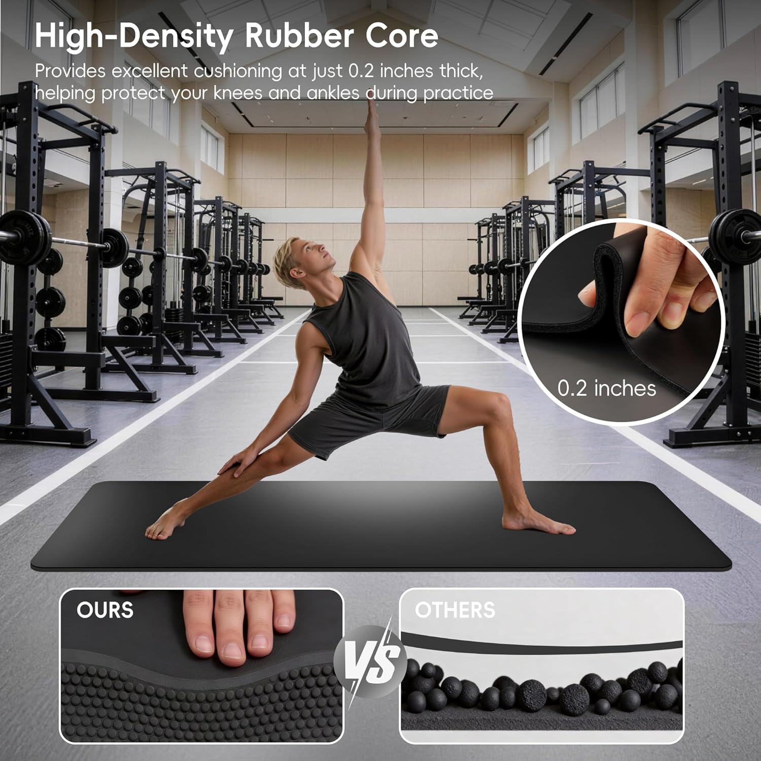 Custom PU & Natural Rubber Yoga Mat – Non-Slip 5mm with Carrying Strap