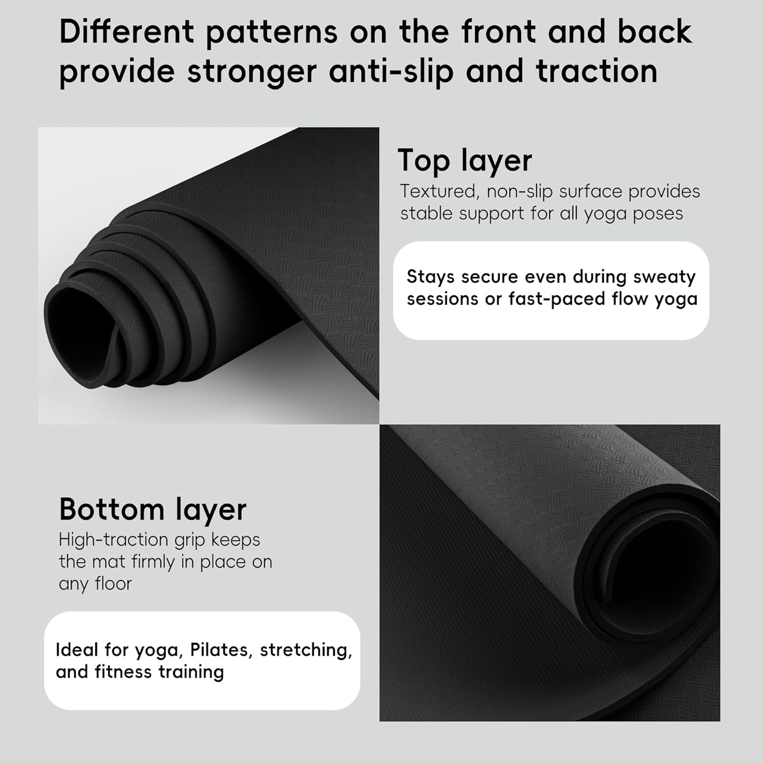 Custom PU & Natural Rubber Yoga Mat – Non-Slip 5mm with Carrying Strap