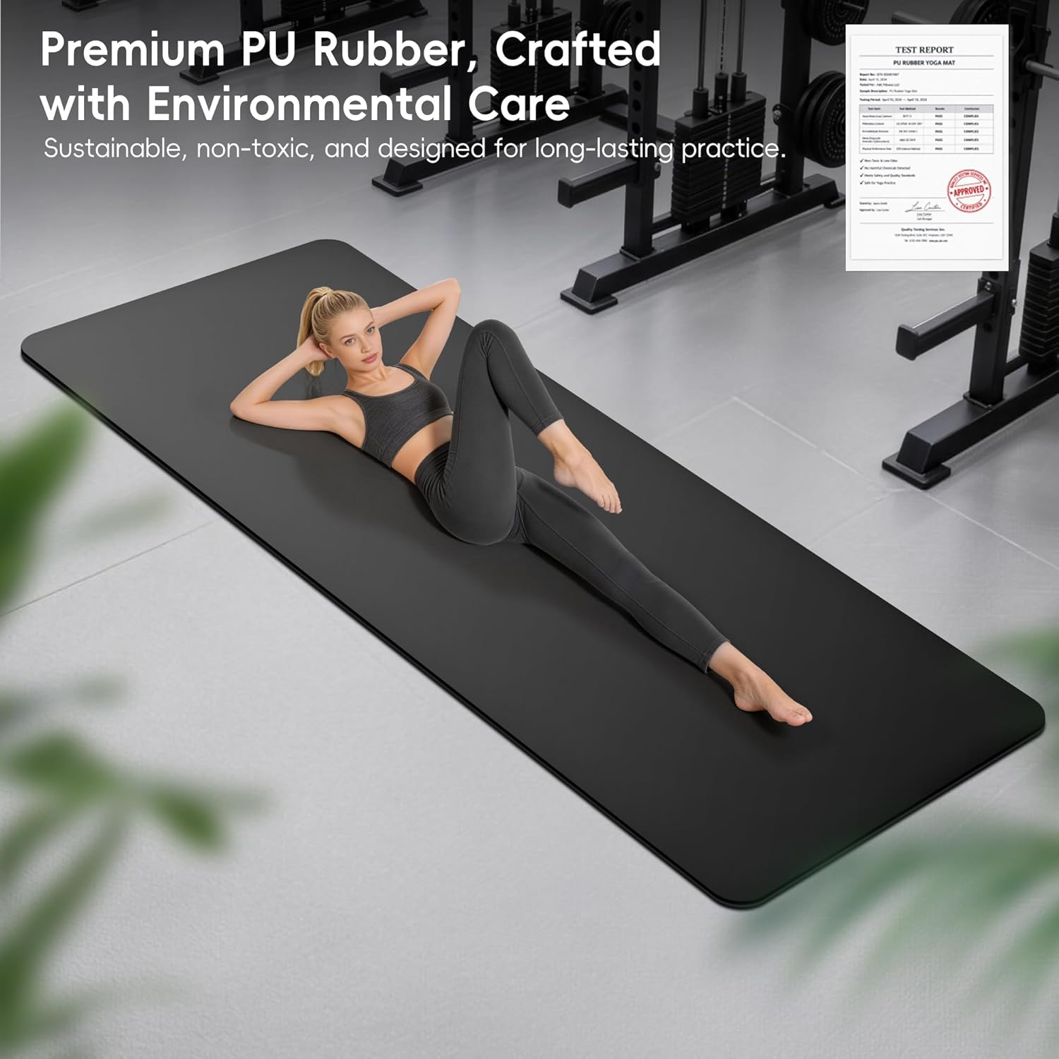 Custom PU & Natural Rubber Yoga Mat – Non-Slip 5mm with Carrying Strap
