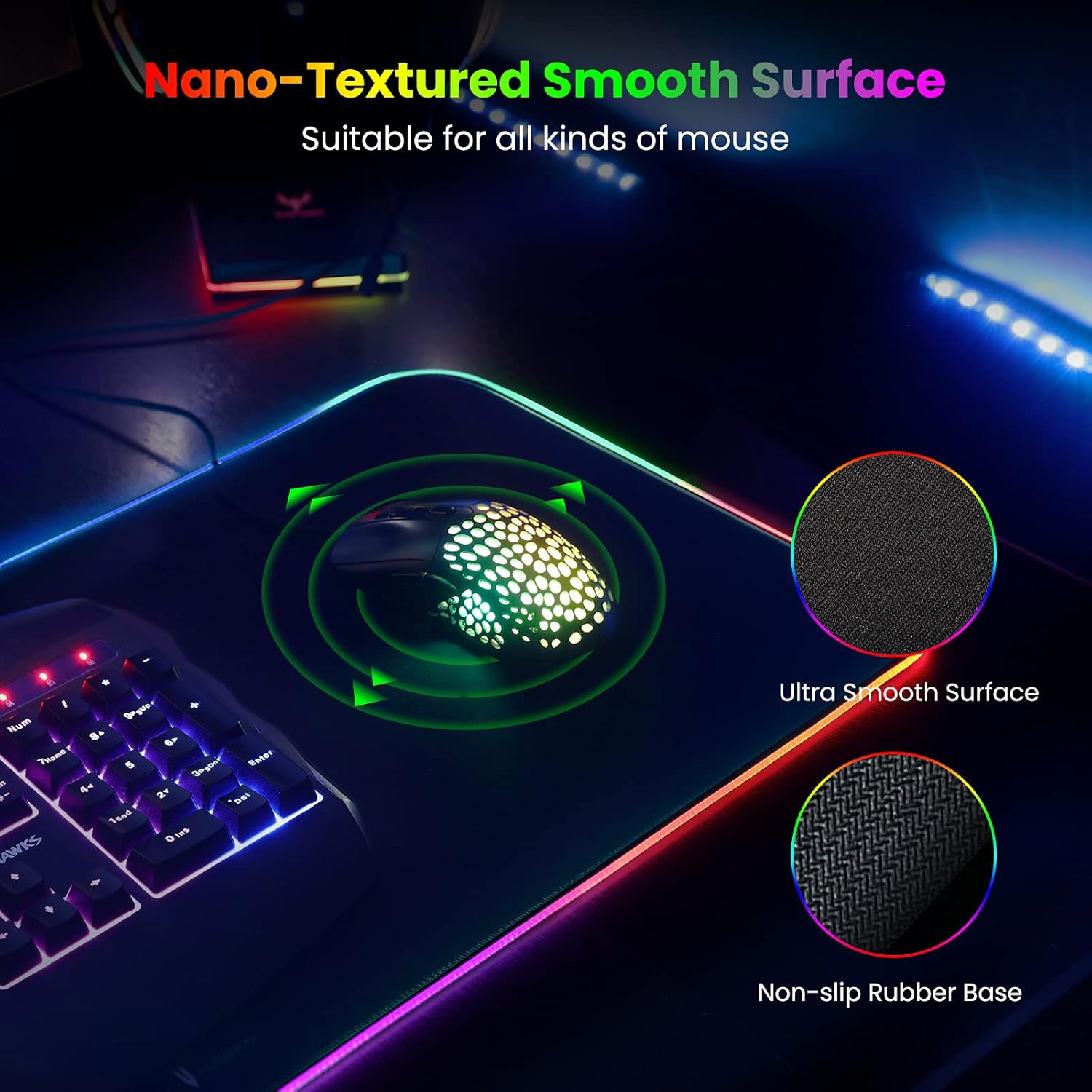 RGB Extended Large Gaming Mousepad with Led light