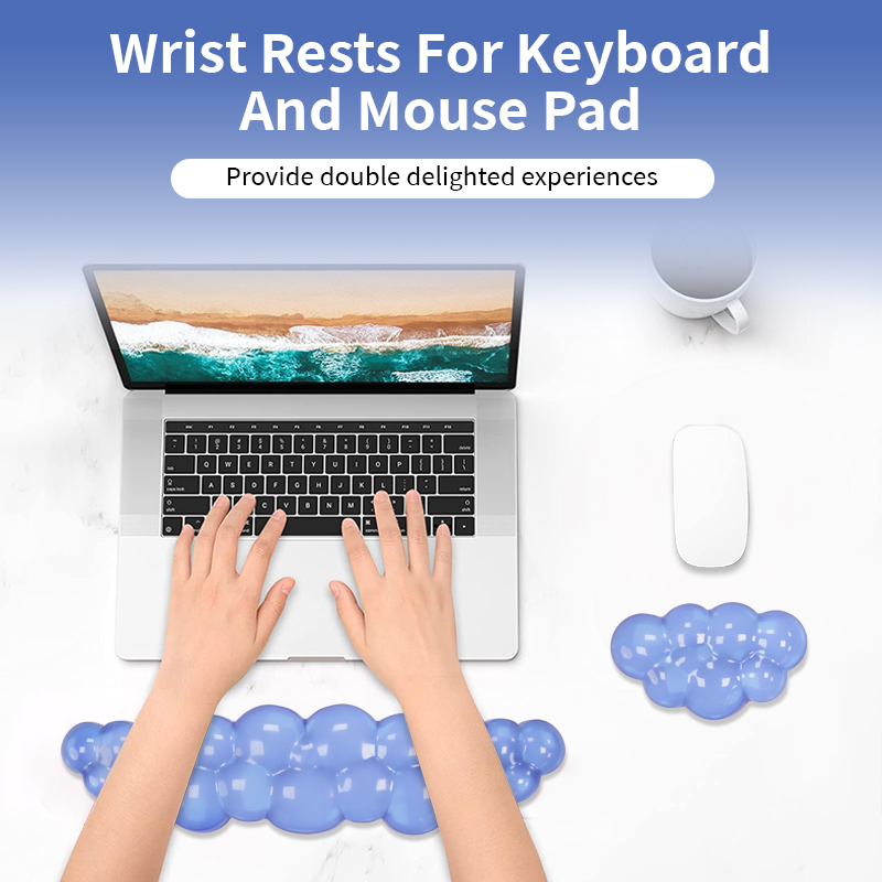 Ergonomic Cloud Transparent Gel Keyboard Pad and Mouse Wrist Rest Set for Keyboard and Mouse