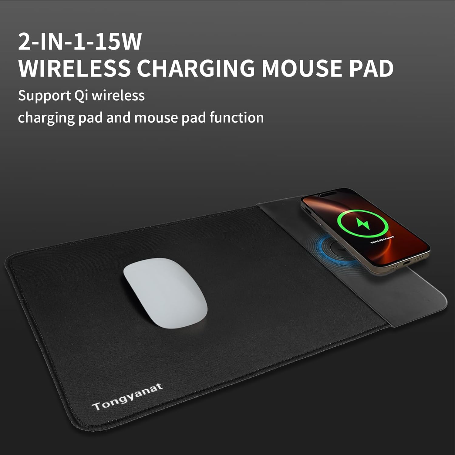 15W Wireless Charging Mouse Pad with Wrist Support