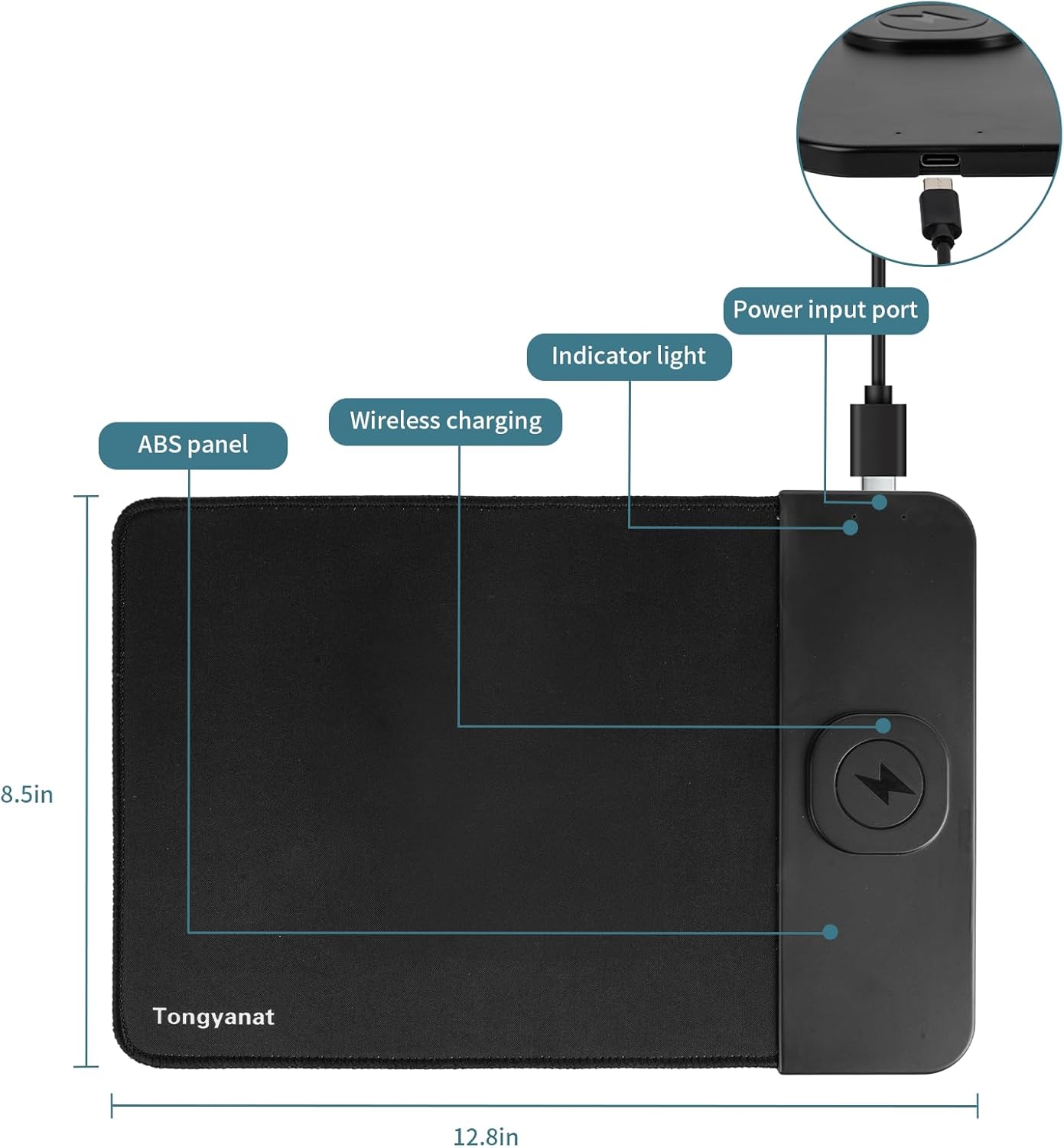 15W Wireless Charging Mouse Pad with Wrist Support