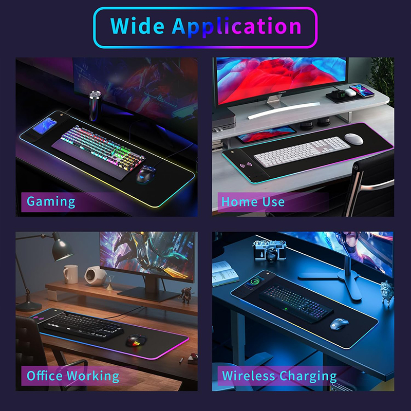 Custom 15W Wireless Charging RGB Gaming Mouse Pad for Gaming