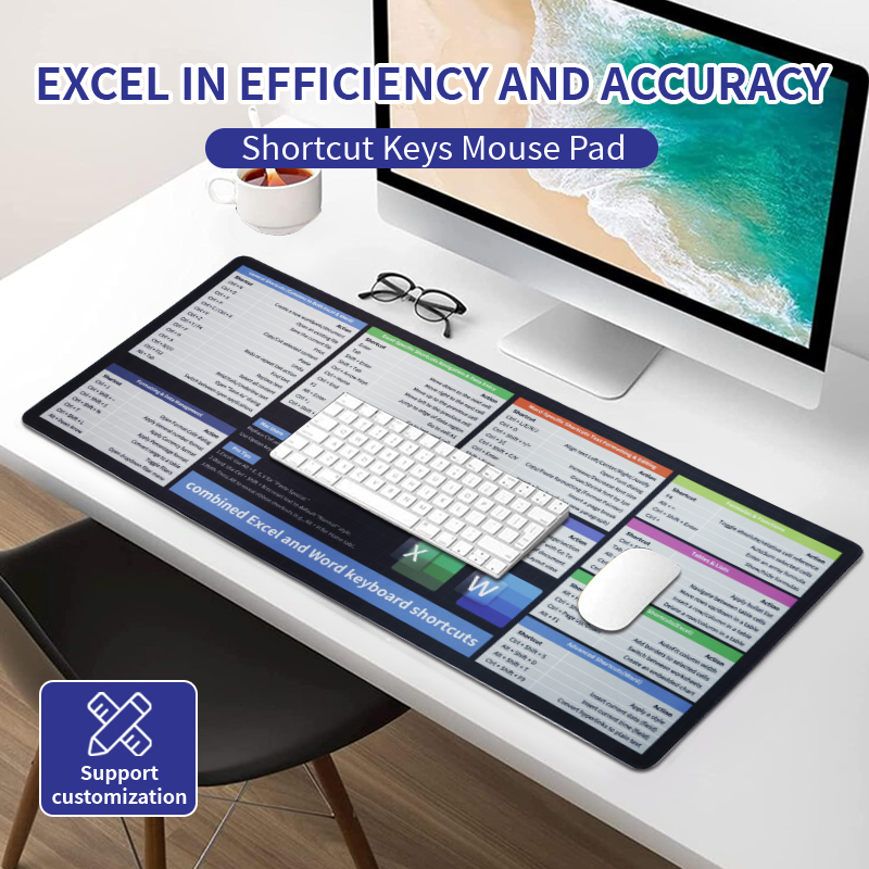 Custom Shortcut Keys Mouse Pad Extended Large XL Gaming Mousepad for Office 280mmx210mm