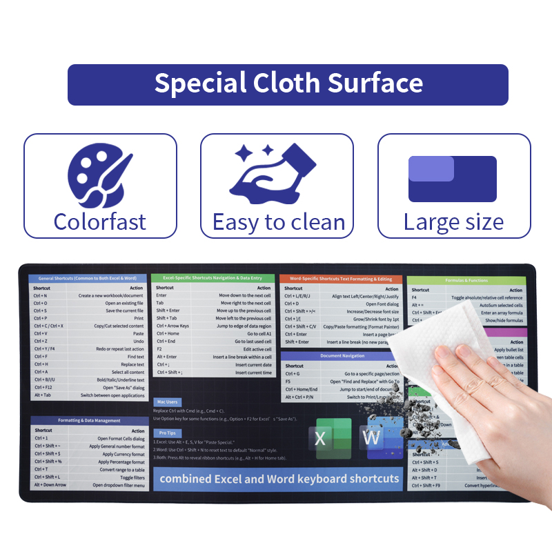 Custom Shortcut Keys Mouse Pad Extended Large XL Gaming Mousepad for Office 280mmx210mm